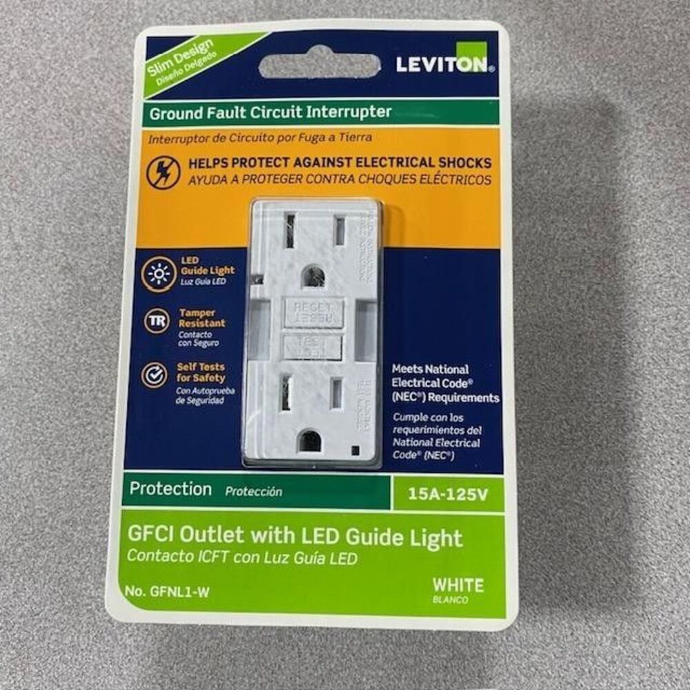 Leviton GFNL1-W GFCI Outlet LED Guide Light 15A White Lot of 3 New
